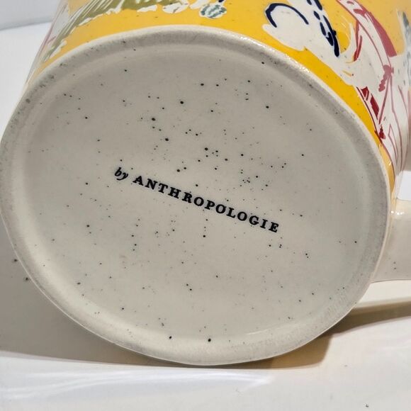 Anthropologie Coffee Tea Mug Yellow Dogs Dalmation Bulldog Poodle 3.5"x4" - Picture 4 of 6